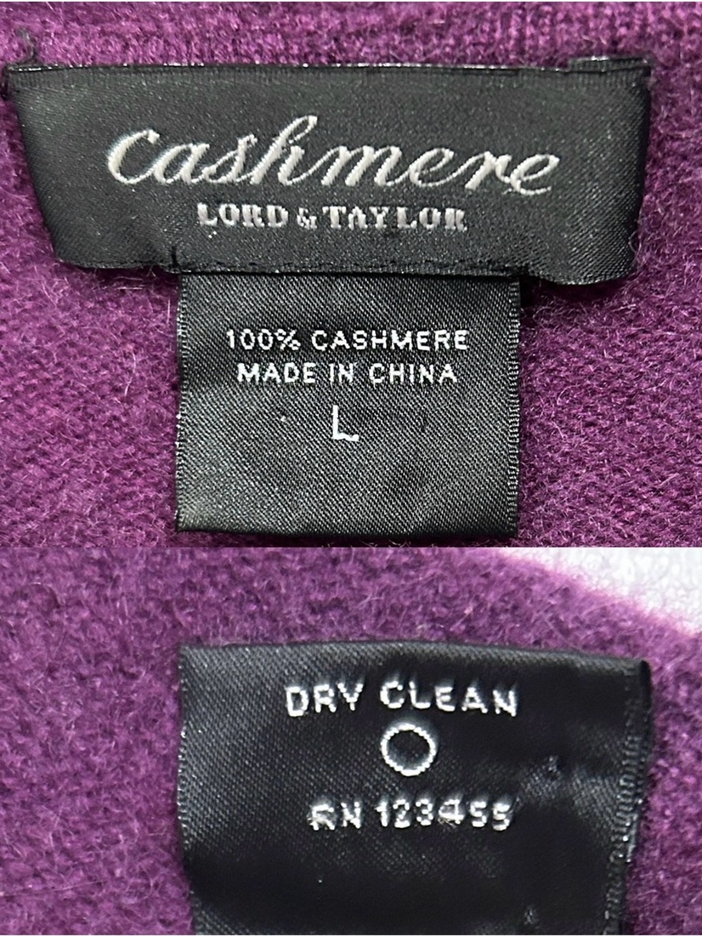 Lord & Taylor Cashmere Purple Zip-Up Hoodie Sweater Sporty Elevated Loungewear L - Picture 3 of 6